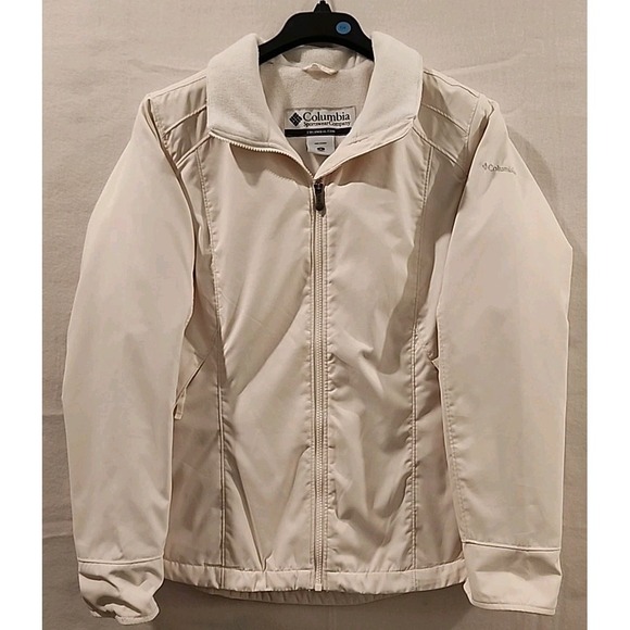 Columbia Jacket Womens M White Full Zip Fleece Softshell Outdoor Pockets Cozy - Picture 1 of 8